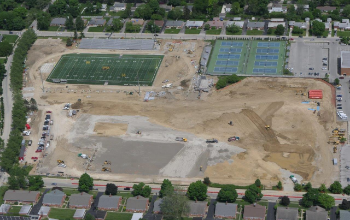 Initial construction work on the high school site as of May 21, 2019