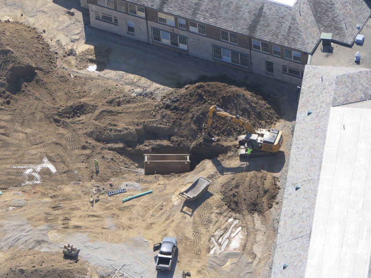 A close-up of work on the Barrington Elementary School site