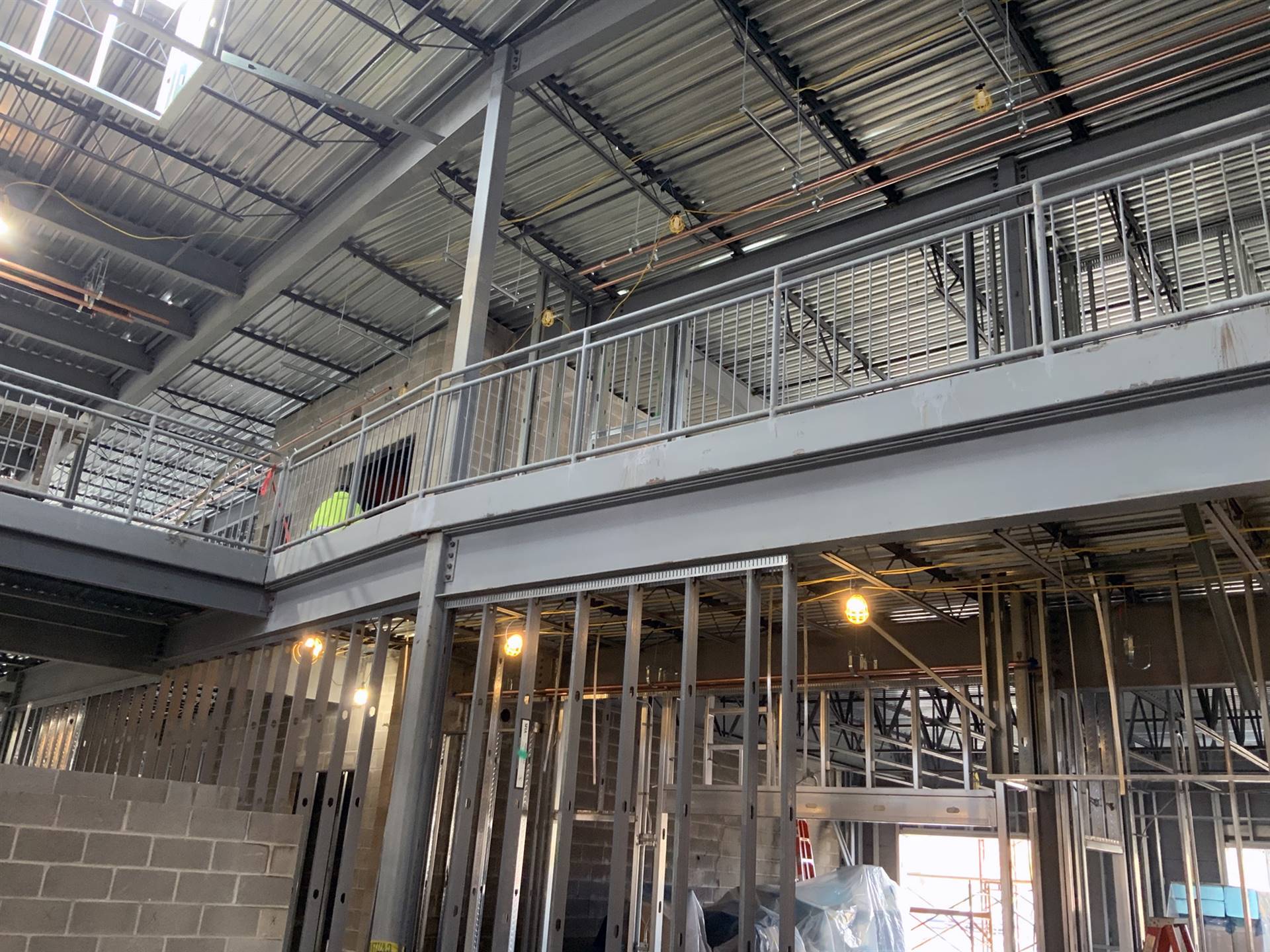 An interior view of progress on classrooms at Greensview Elementary School