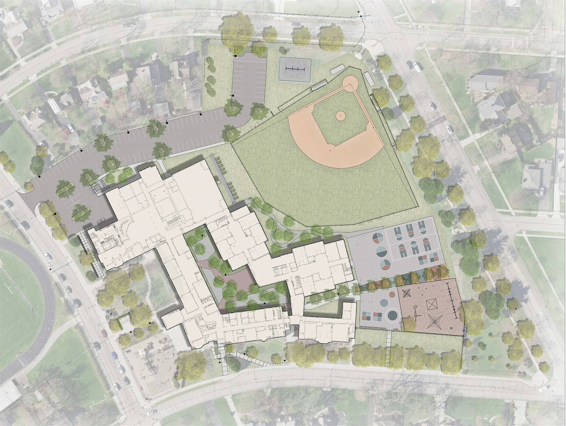 The overall site plan for Barrington Elementary School