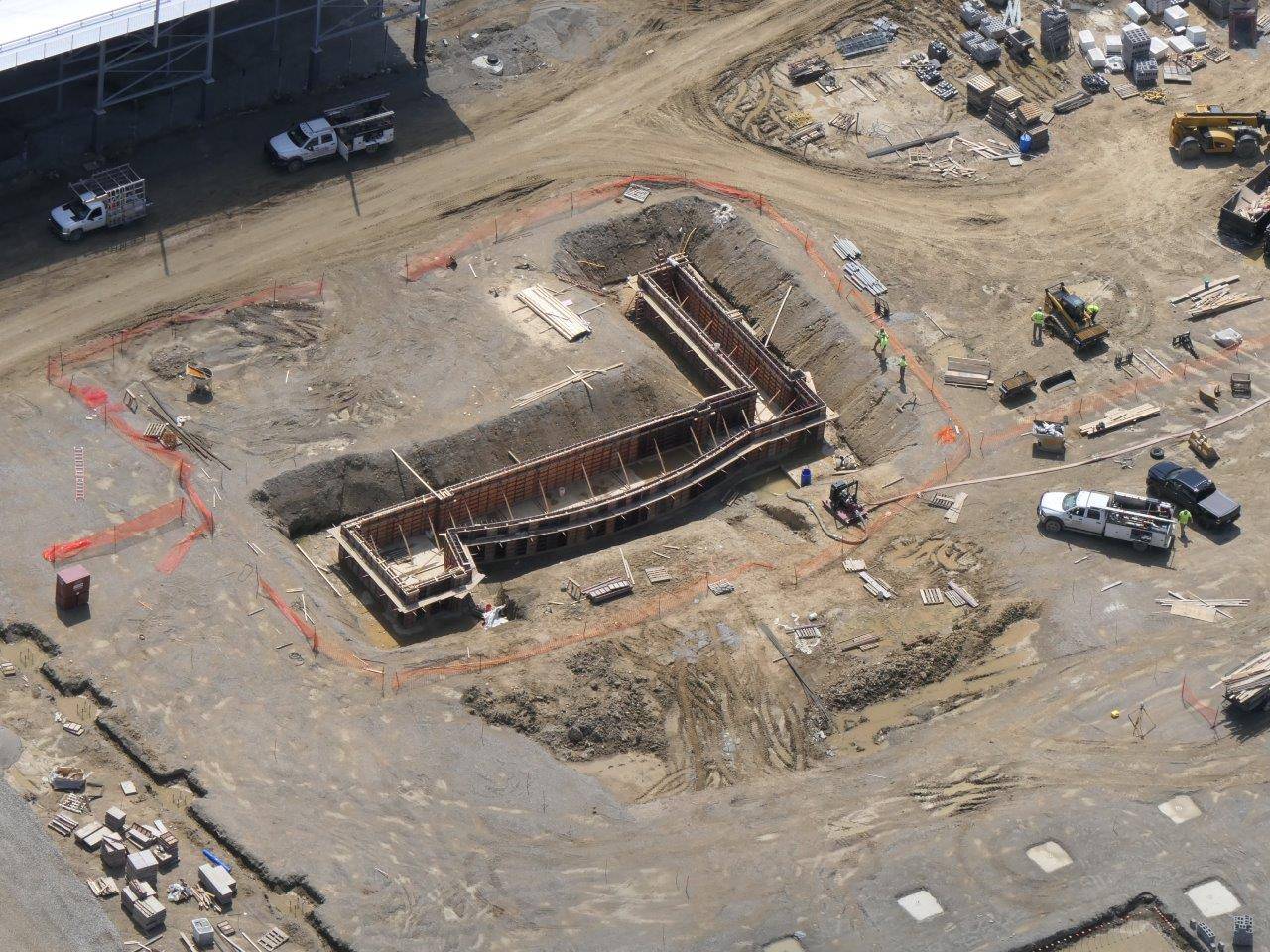 Foundation work for the auditorium orchestra pit, July 2019
