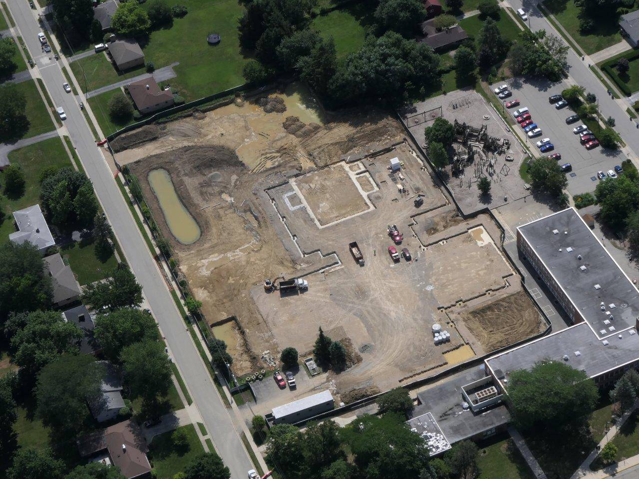 Aerial of the site of the new Wickliffe elementary, July 2019