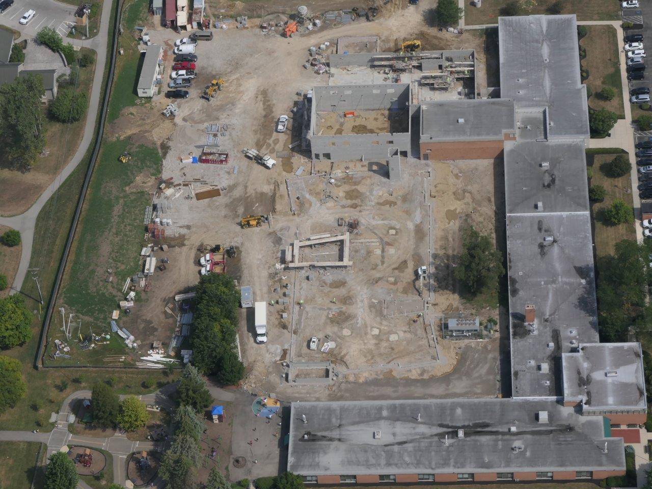 An aerial of the project site for the new Greensview Elementary School