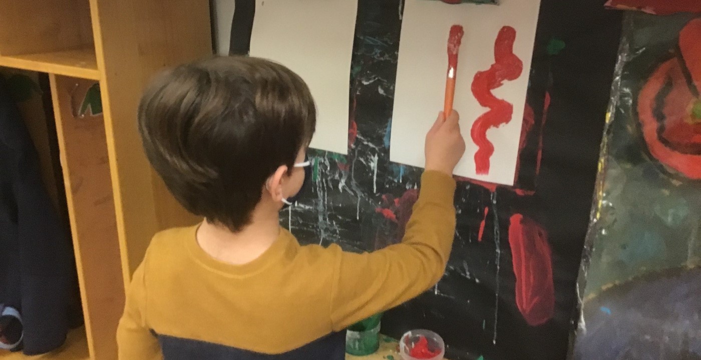 A student painting