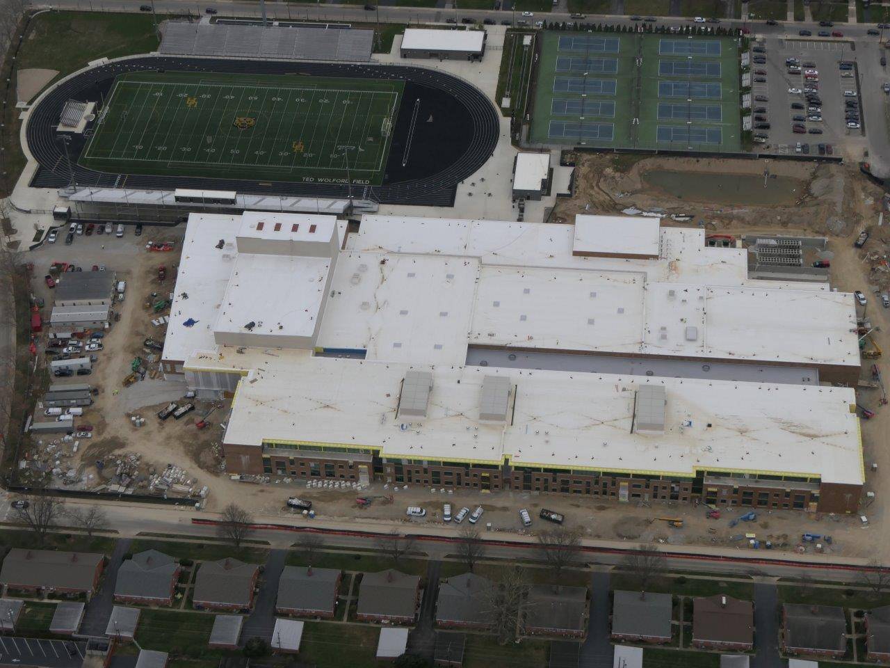 An aerial view of the new Upper Arlington High School