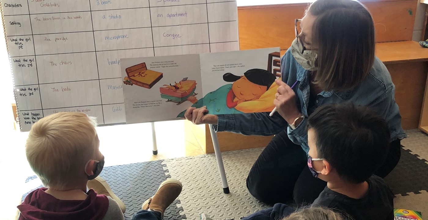 A teacher reading to students