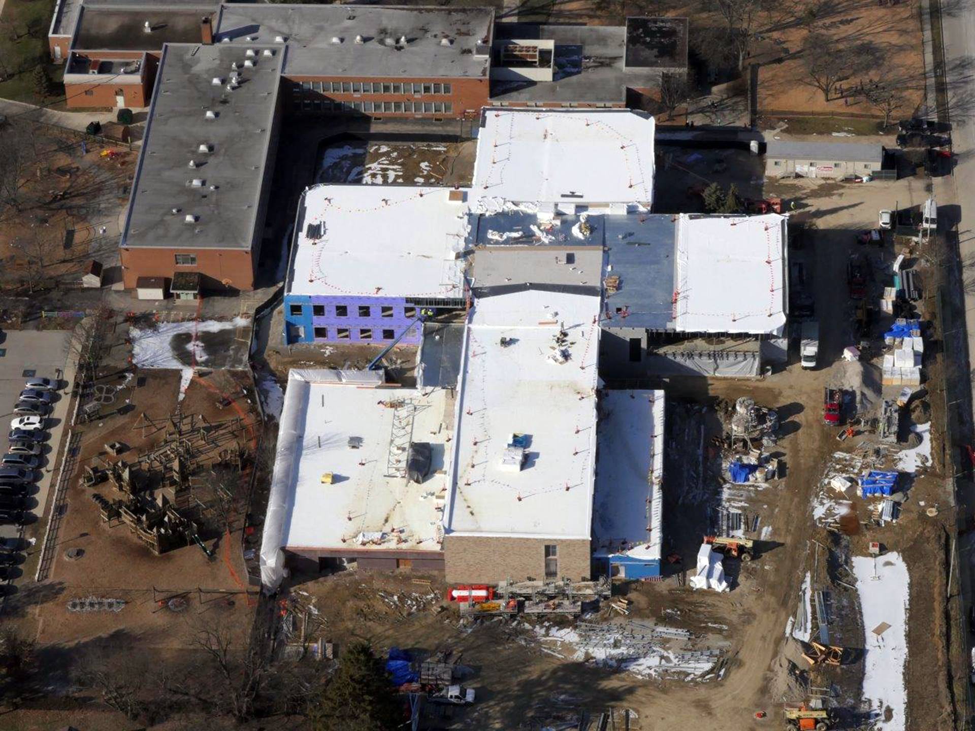 An aerial of the new Wickliffe Progressive Elementary School