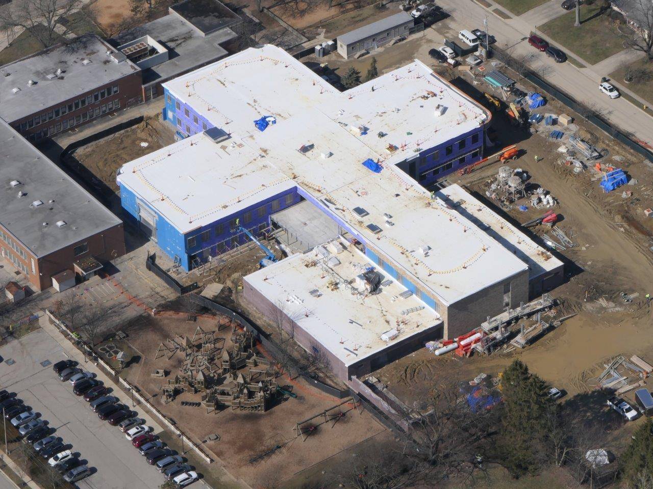 An aerial of the new Wickliffe Progressive Elementary School