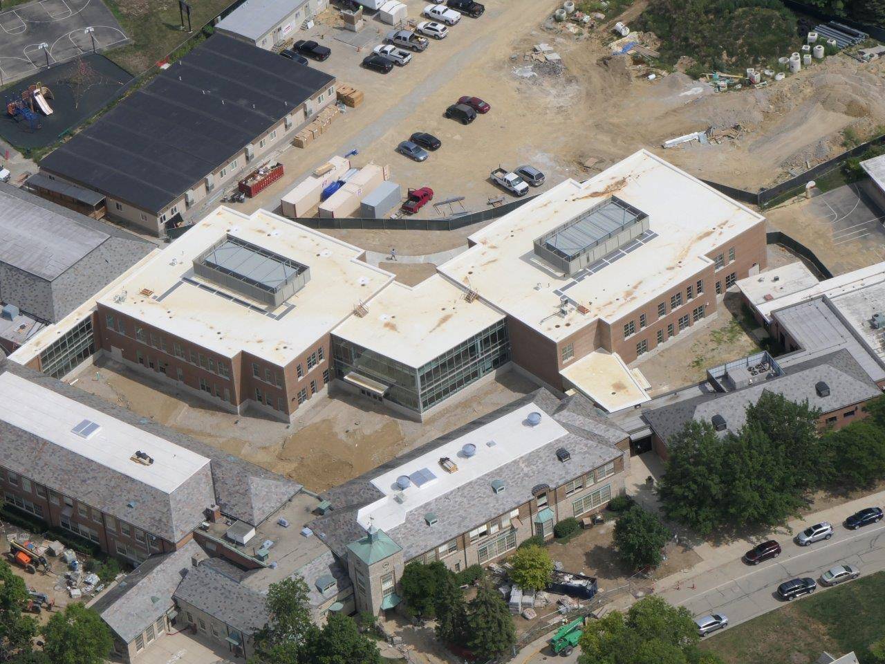 An aerial view of the addition and site