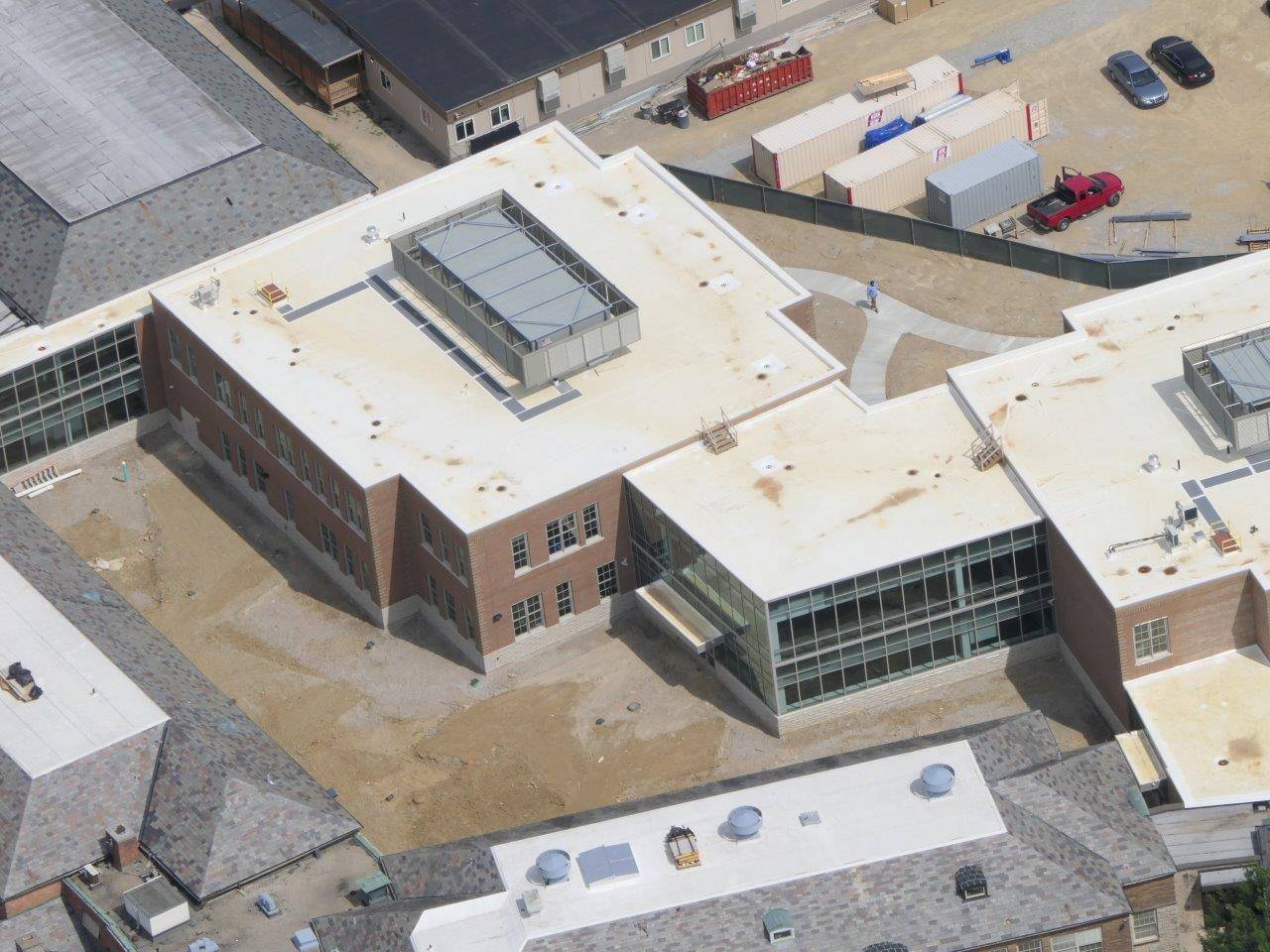An aerial view of the addition