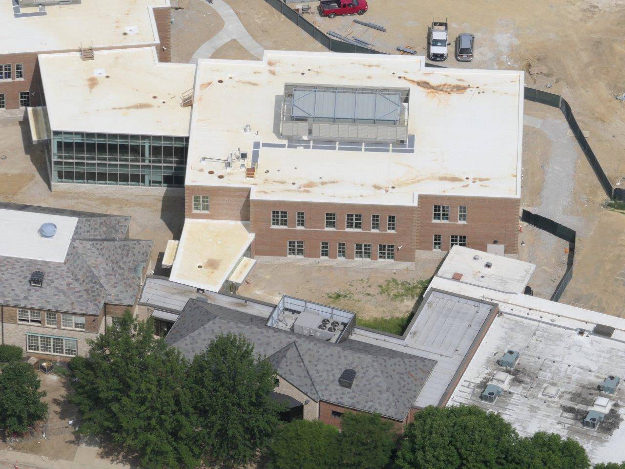 An aerial view of the addition