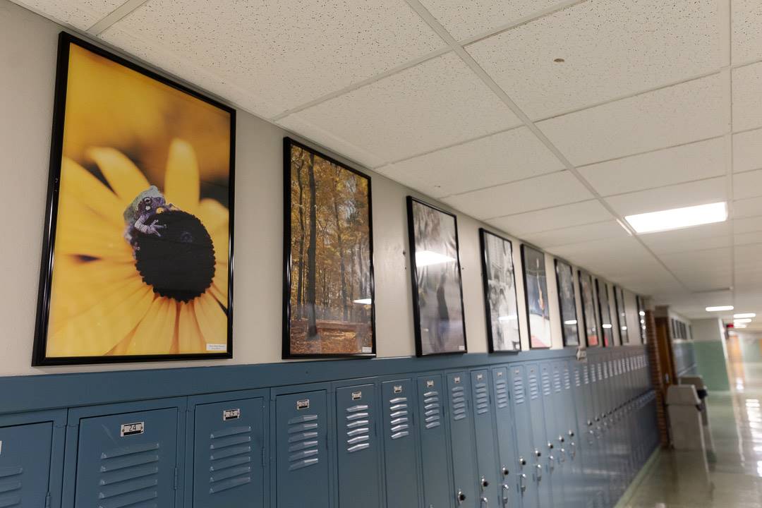 Hallway with student photography