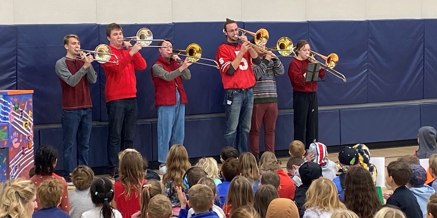 OSU trombone players at town meeting 12-16-22