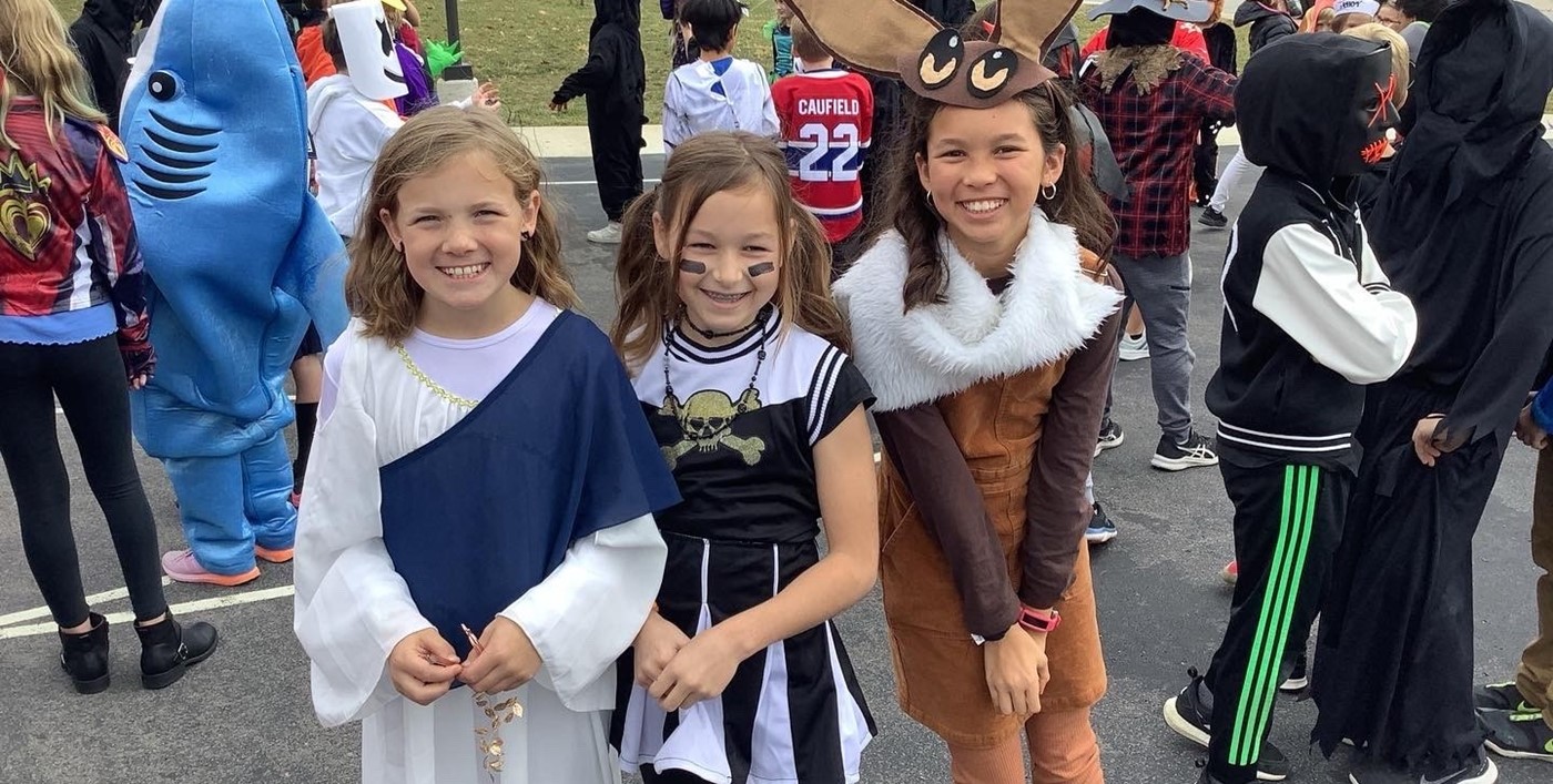 Students in costumes at Harvest Parade